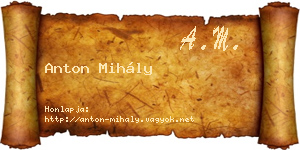 Anton Mihály névjegykártya