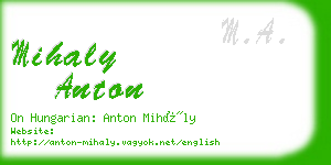 mihaly anton business card